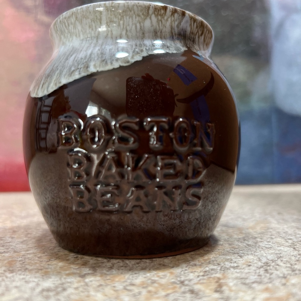Antique collectibles Boston Baked Beans ceramic jar